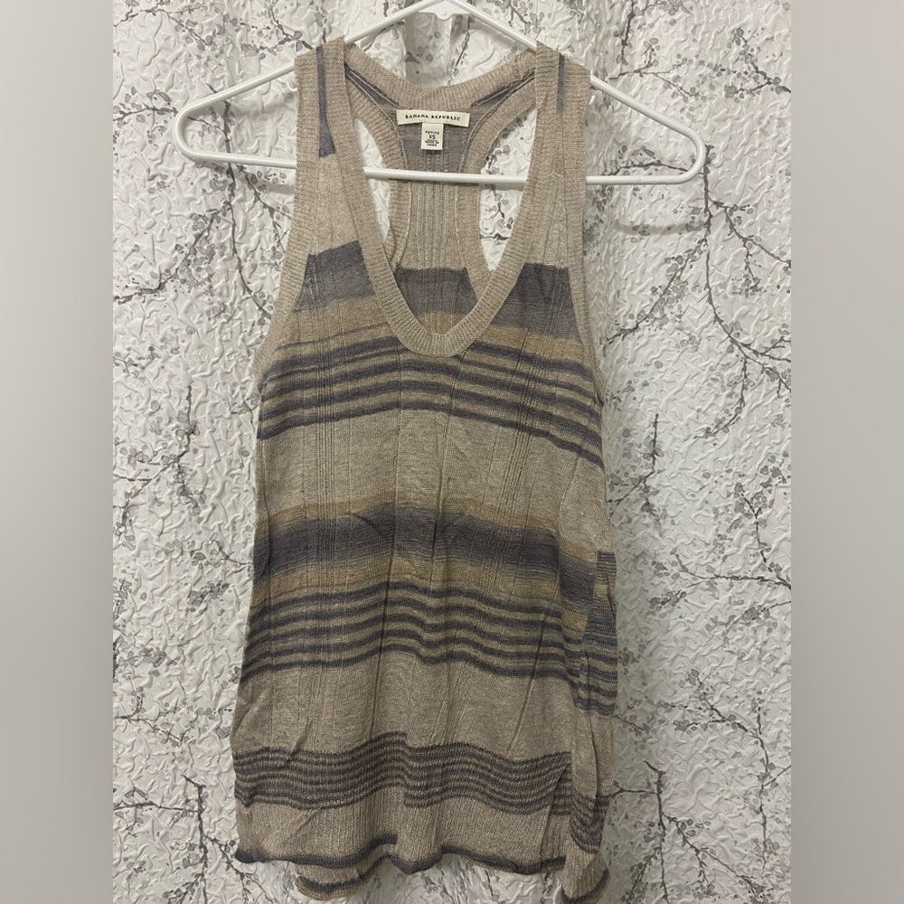 Banana Republic Beige and Gray Knit Top Size XS